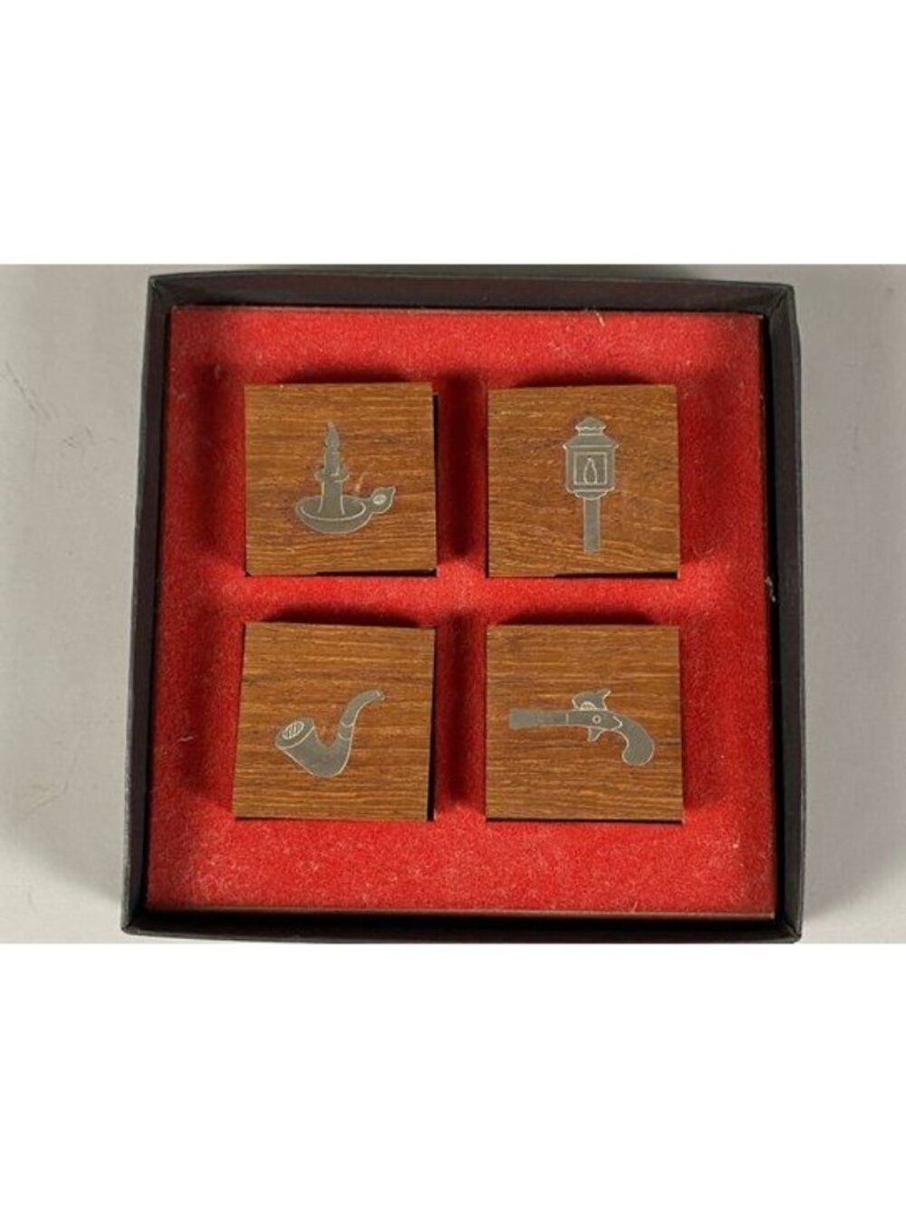 Dansk Designs Jens Quistgaard Teak Matchbox Holders Set of 4 in Original Box